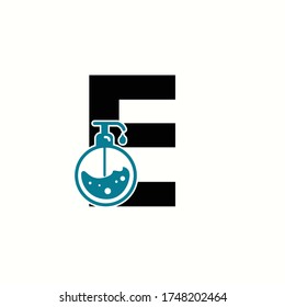 logo letter e with icon hand sanitizer vector design