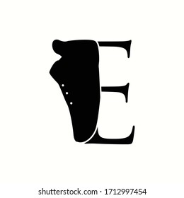 logo letter e with icon shoes man vector design