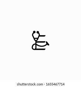 Logo Letter E With Icon Stethoscope Vector Design