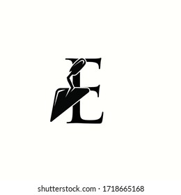 letra e del logotipo con herramienta de trazo de iconos para el diseño de vectores de reparación doméstica