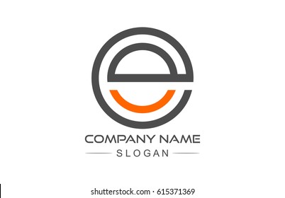 logo letter e line flat half circular