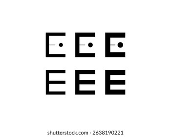Logo letter E, new font alphabet, set of six different thicknesses (regular, bold, thick) for your brand name design, vector illustration 10 EPS