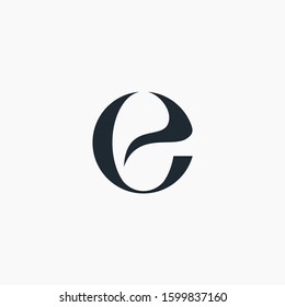 logo letter E or E O circle with ribbon swoosh wave. The logo can be used for business consulting and financial companies - vector