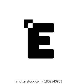Logo Letter E with pixelate lego effect style vector design.