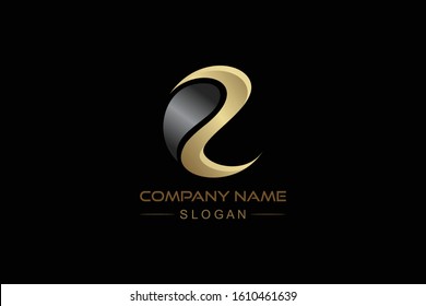 Logo Letter E Simple In Gold And Steel Color