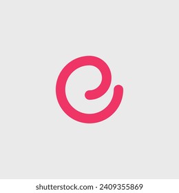 Logo letter E swirl lowercase and minimalist with blank background