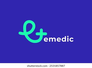 Logo letter E with symbol medical plus, Creative template for hospital and healthcare.