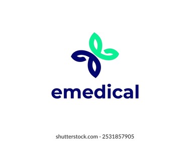 Logo letter E with symbol medical plus, Creative template for hospital and healthcare.