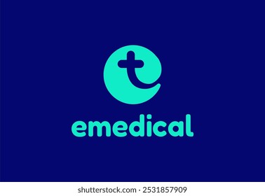 Logo letter E with symbol medical plus, Creative template for hospital and healthcare.