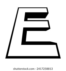 Logo letter e tall slender font letter e perspective height