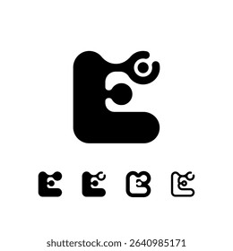 Logo Letter E, trendy modern alphabet font, set of five different letter e for your brand name design, vector illustration 10 EPS