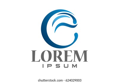 logo letter e water liquid drop splash icon