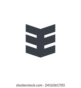 Logo letter EE capital with mirror effect and blank background
