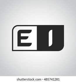 Logo letter EI with two different sides. Negative or black and white vector template design