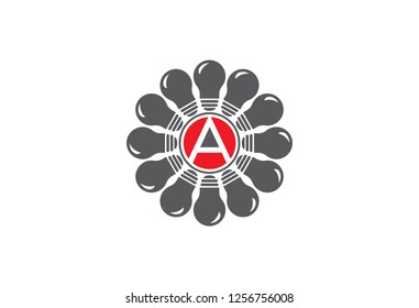 logo letter a electricity rounded bulb