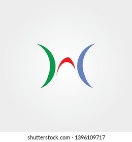 Logo letter element / vector / icon. Shape of lines. Isolated in red blue green. Unique minimalist trendy for early business