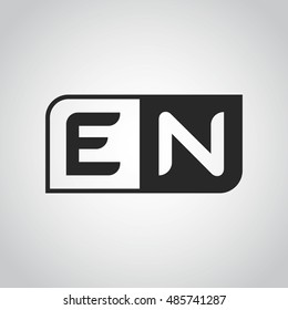 Logo letter EN with two different sides. Negative or black and white vector template design