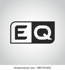 Logo letter EQ with two different sides. Negative or black and white vector template design