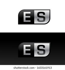 Logo letter ES with two different sides. Negative or black and white vector template design vector