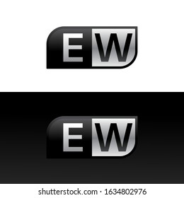 Logo letter EW with two different sides. Negative or black and white vector template design vector