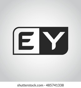 Logo letter EY with two different sides. Negative or black and white vector template design
