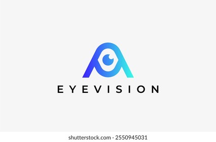 Logo Letter A and Eye Vision. Digital, visual with modern and minimalist concept. Editable file.