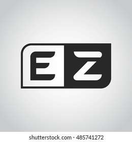 Logo letter EZ with two different sides. Negative or black and white vector template design