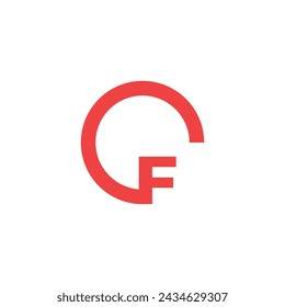 Logo letter F circle red with blank background