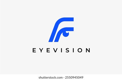 Logo Letter F and Eye Vision. Digital, visual with modern and minimalist concept. Editable file.