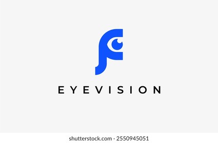 Logo Letter F and Eye Vision. Digital, visual with modern and minimalist concept. Editable file.