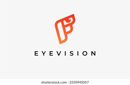 Logo Letter F and Eye Vision. Digital, visual with modern and minimalist concept. Editable file.