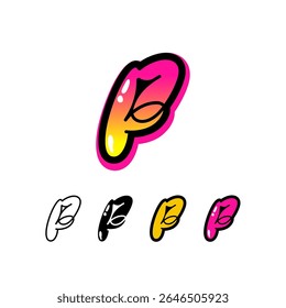Logo letter F, graffiti alphabet font, set of four different art symbol for your brand name design, vector illustration 10 EPS