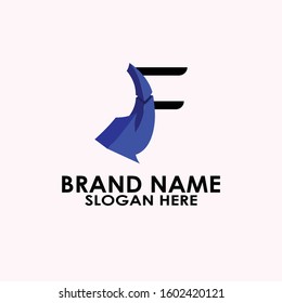 logo letter f with icon arrow vector design