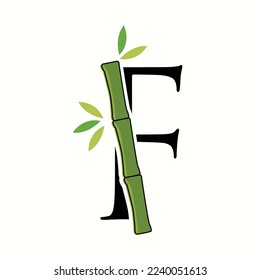 logo letter f with icon bamboo vector design