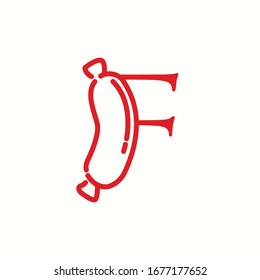 logo letter f with icon sausage vector design
