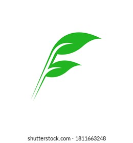 Letra con logotipo de la hoja interior. El color verde como signo natural. vector aislado en fondo blanco
