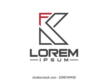 logo letter f and k flat line
