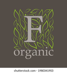 Logo Letter F With Leaf Concept. Organic logotype vector illustration.