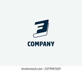 Logo of letter F and number 3 in book shape. Suitable for companies operating in the fields of education and technology.