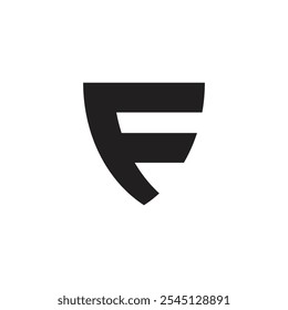 Logotipo letra F escudo seguro proteger diseño único minimalista con fondo en blanco