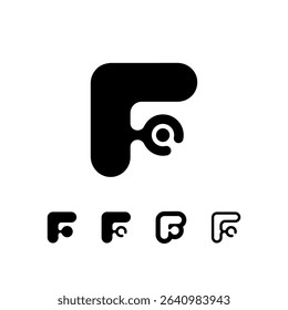 Logo Letter F, trendy modern alphabet font, set of five different letter f for your brand name design, vector illustration 10 EPS