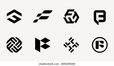 logo letter F type set modern geometric