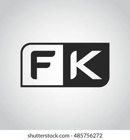 Logo letter FK with two different sides. Negative or black and white vector template design