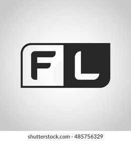 Logo letter FL with two different sides. Negative or black and white vector template design