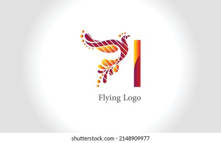 I Logo Letter with Flying Bird