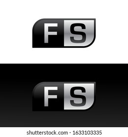 Logo letter FS with two different sides. Negative or black and white vector template design vector