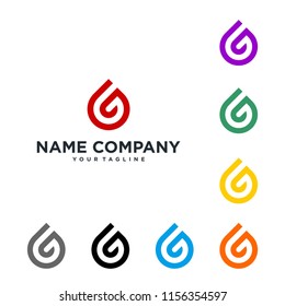 Logo letter G abstract red, grey, black, blue and some variation colours on isolated white background