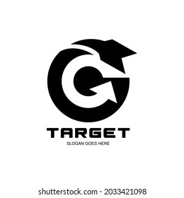 logo letter G and arrows. vector illustration of target circle and letter G. suitable for business initials logo G