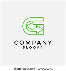 logo letter G combination with opposite arrow symbol. editable and easy to custom