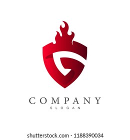 logo letter g , the logo of the danger of burning fire + fire icon with the letter g